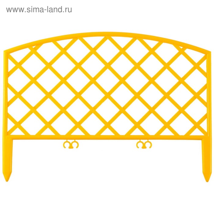 Ограждение декоративное, 24 × 320 см, 5 секций, пластик, жёлтый, GRINDA «Плетень»