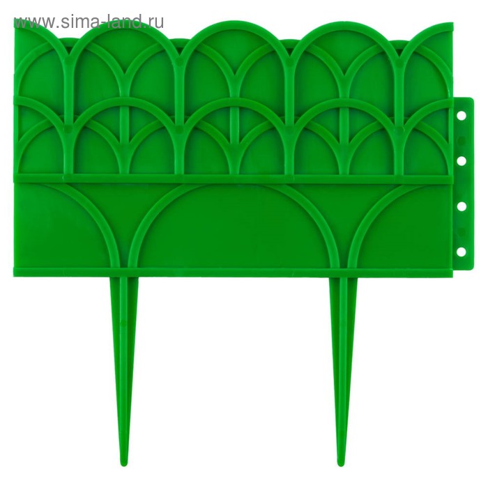 Ограждение декоративное, 14 × 310 см, 5 секций, пластик, зелёный, GRINDA