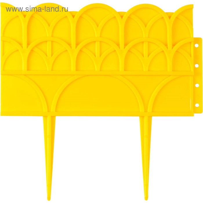 Ограждение декоративное, 14 × 310 см, 5 секций, пластик, жёлтый, GRINDA