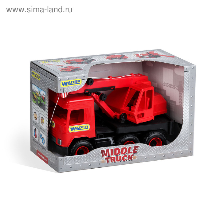 Автомобиль - кран Middle Truck, красный, в коробке