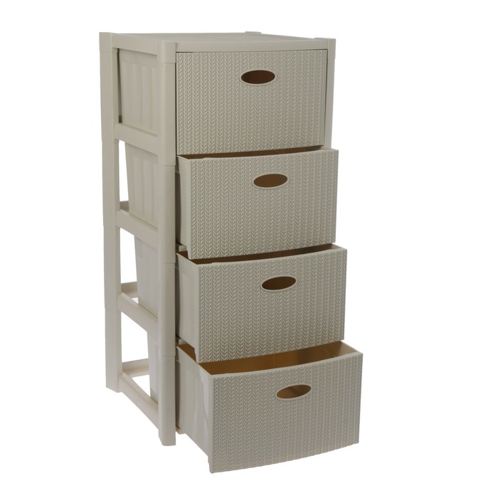 Комод 4 секции "Стиль вязание", цвет белый ротанг