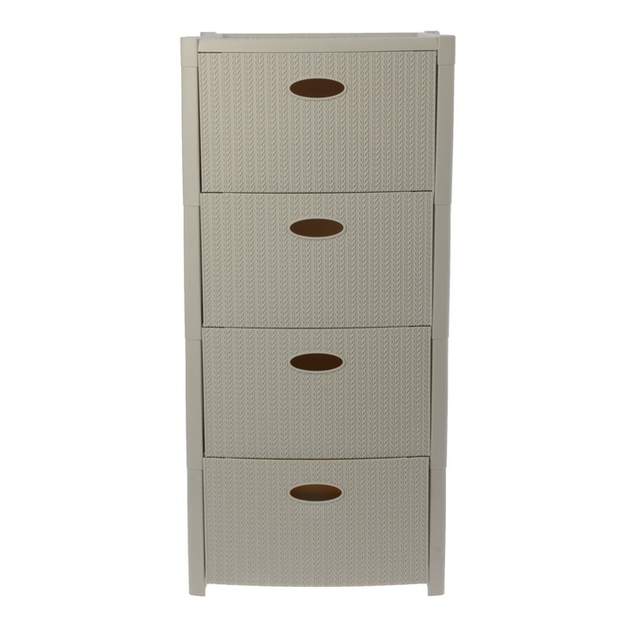 Комод 4 секции "Стиль вязание", цвет белый ротанг