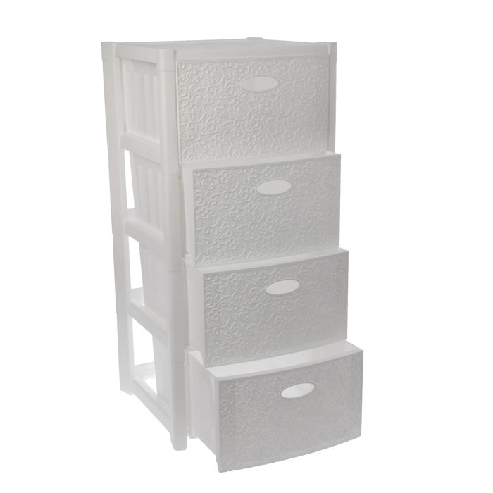 Комод 4 секции "Стиль кружево", цвет белый