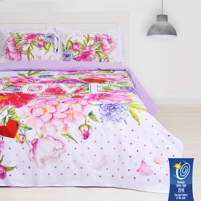 Постельное бельё "Этель" 2 сп LOVE 175*215 см, 200*220 см, 50*70+3 см - 2 шт, ранфорс 111 г/м2