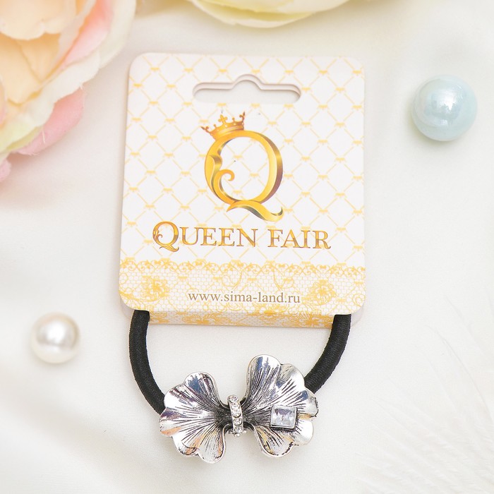 Резинка для волос "Либерти" 3,5 см, серебряный лист