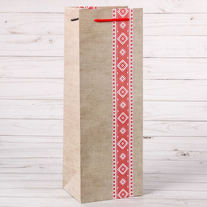 Пакет ламинированный вертикальный под бутылку «Народный», 13 × 36 × 10 см