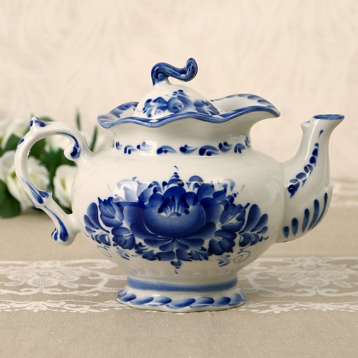 Чайник «Тонус», H=15 см, гжель