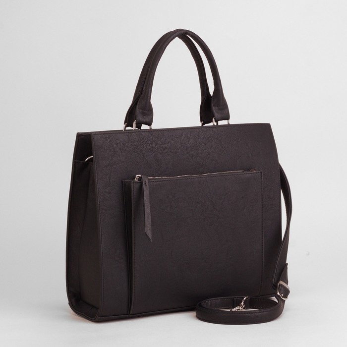 Сумка женская, отдел на молнии, 2 наружных кармана, цвет чёрный