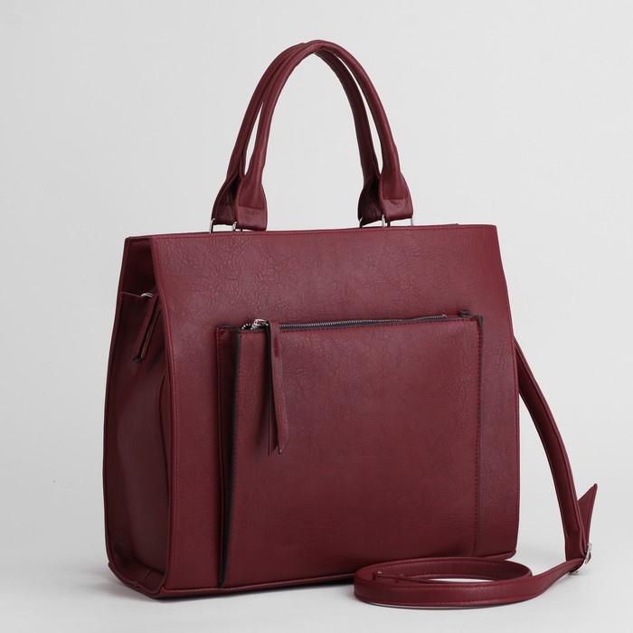 Сумка женская, отдел на молнии, 2 наружных кармана, цвет бордовый