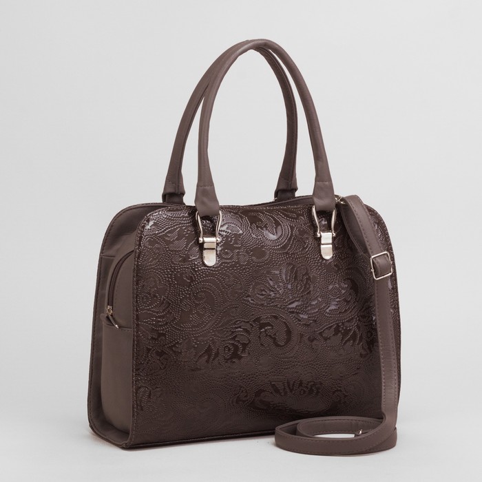 Сумка женская, отдел на молнии, наружный карман, цвет серый