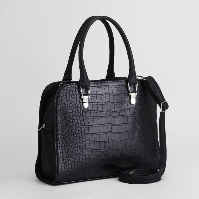 Сумка женская, отдел на молнии, наружный карман, цвет чёрный