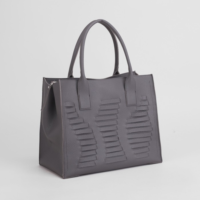 Сумка женская, отдел на молнии, наружный карман, цвет серый