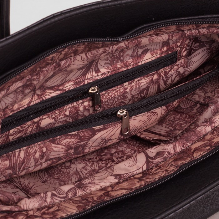 Сумка женская, 2 отдела на молниях, наружный карман, цвет чёрный