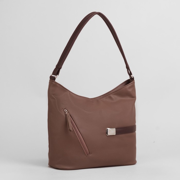 Сумка женская, отдел на молнии, наружный карман, цвет коричневый