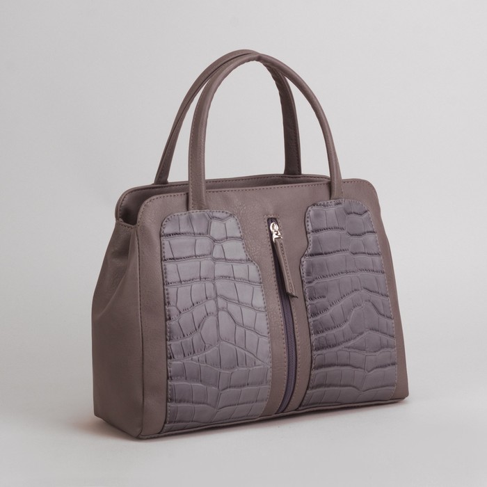 Сумка женская, отдел с перегородкой на молнии, наружный карман, цвет серый