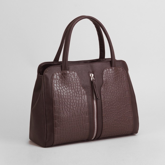 Сумка женская, отдел с перегородкой на молнии, наружный карман, цвет коричневый