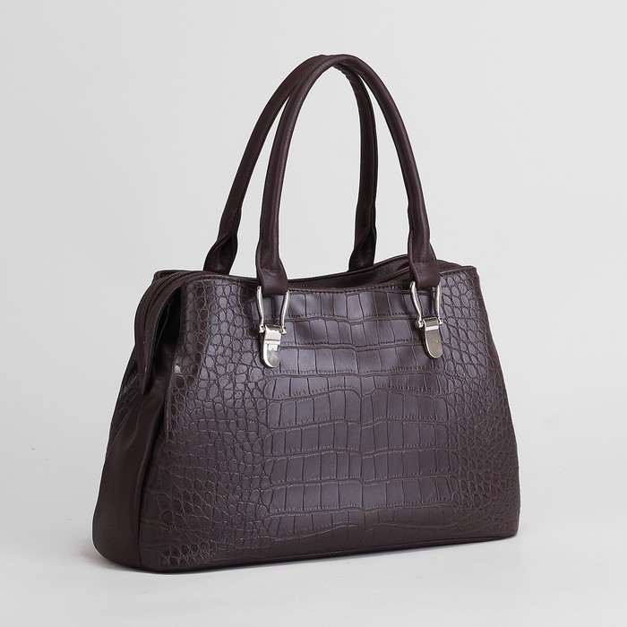 Сумка женская, 5 отделов на молнии, наружный карман, цвет коричневый