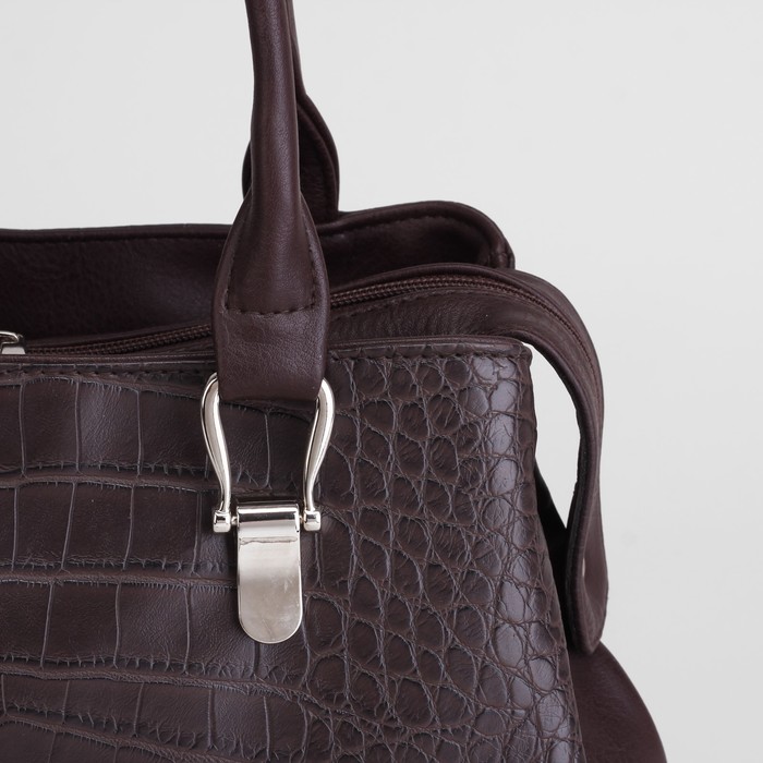 Сумка женская, 5 отделов на молнии, наружный карман, цвет коричневый