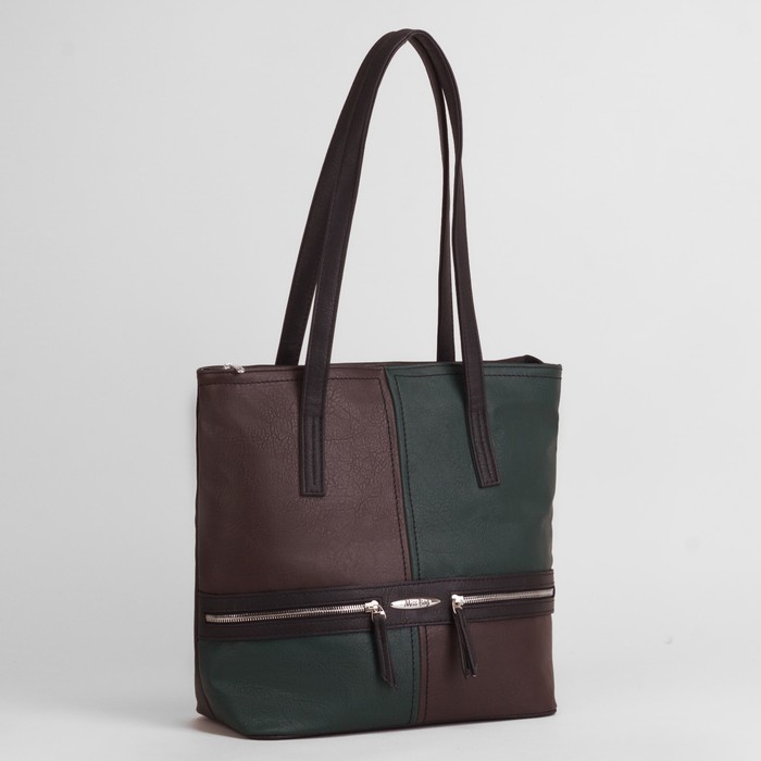 Сумка женская, отдел на молнии, 2 наружных кармана, цвет зелёный