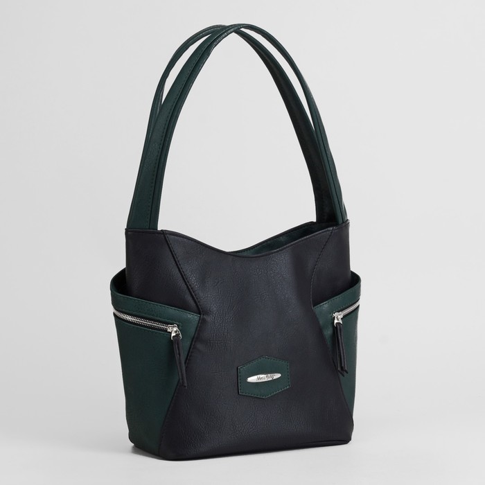 Сумка женская, отдел на молнии, 2 наружных кармана, цвет зелёный