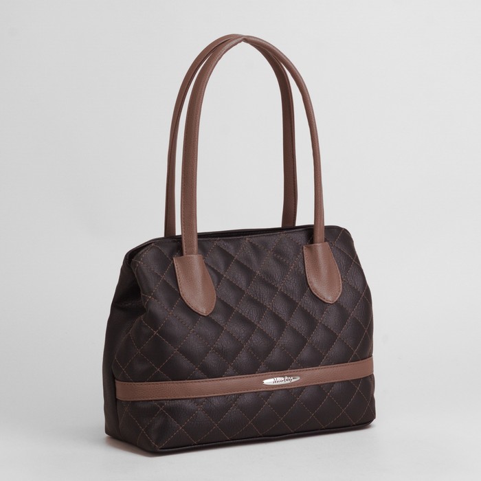 Сумка женская, отдел на молнии, цвет чёрный/коричневый