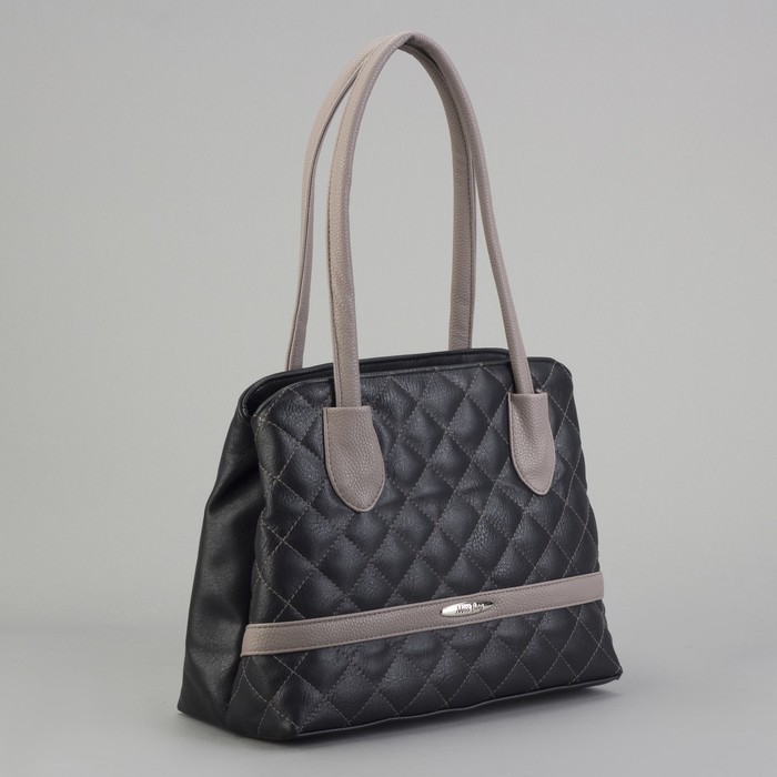 Сумка женская, отдел на молнии, цвет чёрный/серый