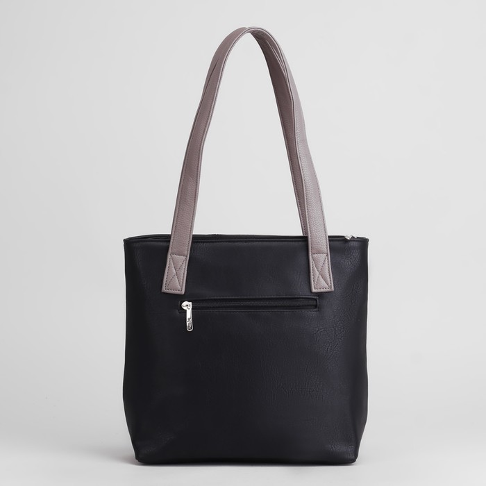 Сумка женская, 1 отдел на молнии, наружный карман, цвет чёрный/серый