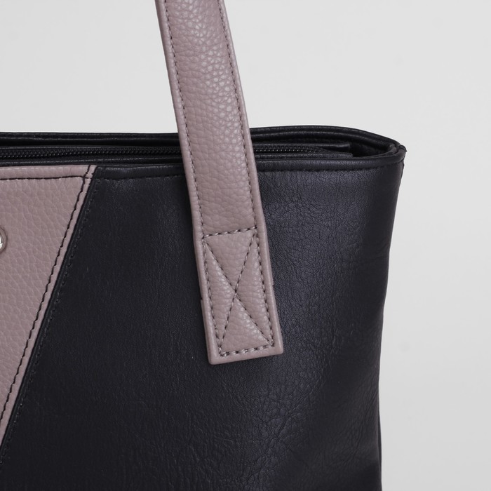 Сумка женская, 1 отдел на молнии, наружный карман, цвет чёрный/серый