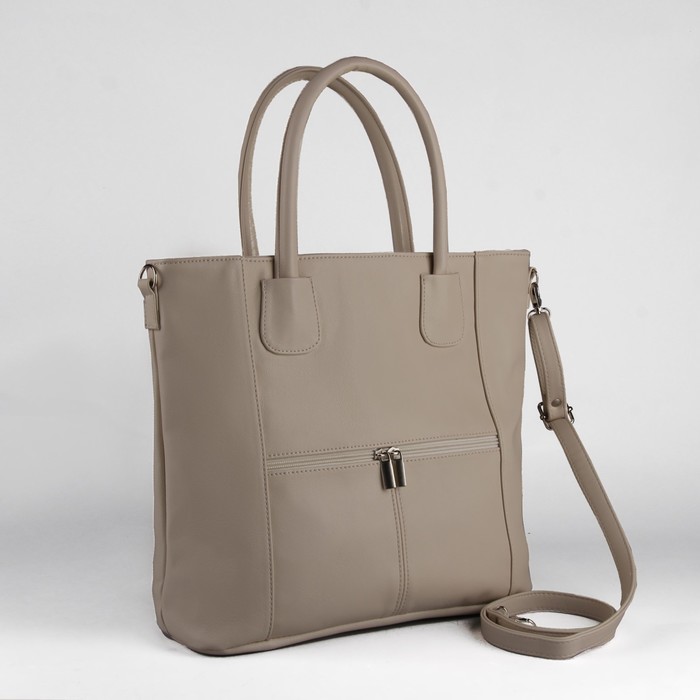 Сумка женская, отдел на молнии, наружный карман, длинный ремень, цвет бежевый