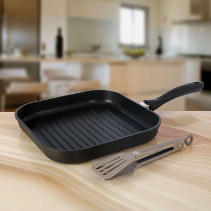 Сковорода гриль 28 см + щипцы в подарок