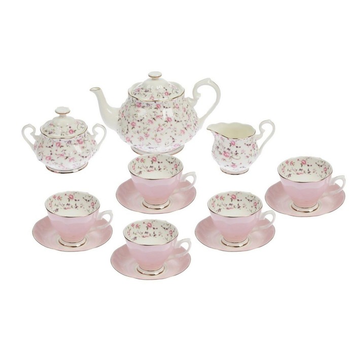 Сервиз чайный 13 пр "Мелитта" 5 чашек 200мл, 5  блюдец, чайник 1,5л, молочник 0,25л,сахарница УЦЕНКА