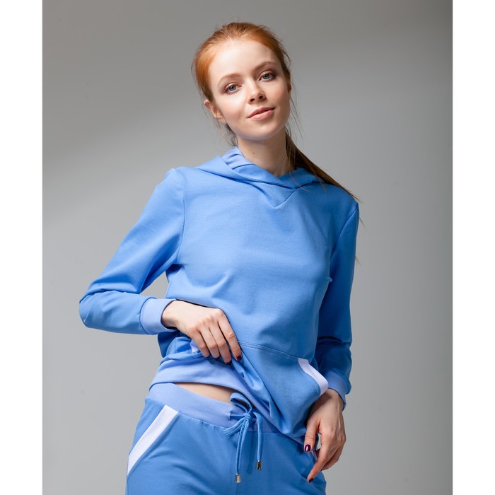 Костюм спортивный с капюшоном женский MINAKU, размер 42, цвет голубой