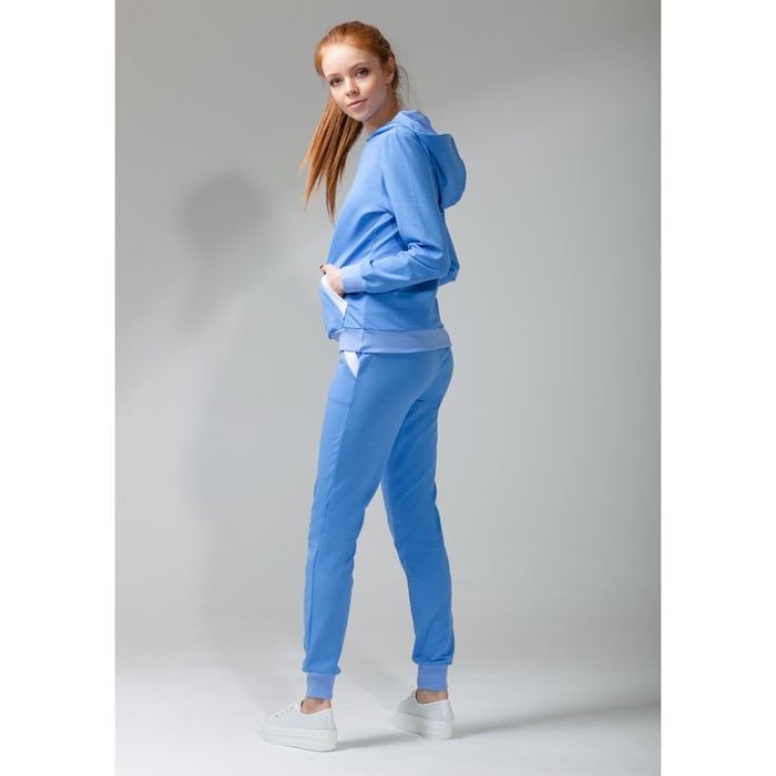Костюм спортивный с капюшоном женский MINAKU, размер 46, цвет голубой