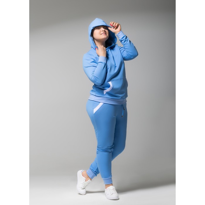 Костюм спортивный с капюшоном женский MINAKU, размер 52, цвет голубой