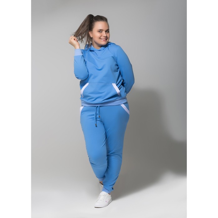 Костюм спортивный с капюшоном женский MINAKU, размер 54, цвет голубой