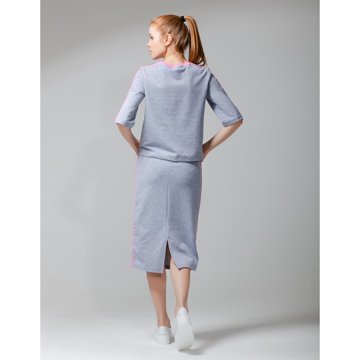 Костюм с лампасами женский толстовка+юбка MINAKU, размер 44, цвет серый