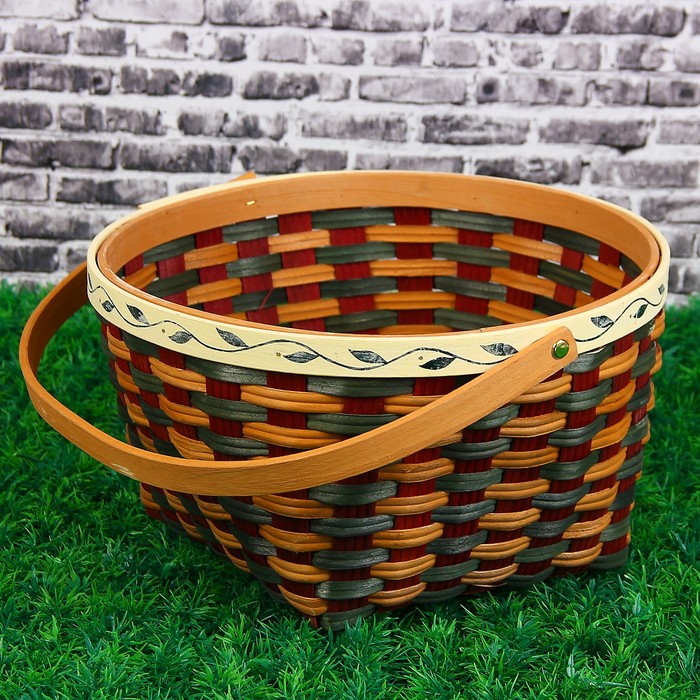 Корзина «Плетёнка», D=30, H=17/33 см, шпон