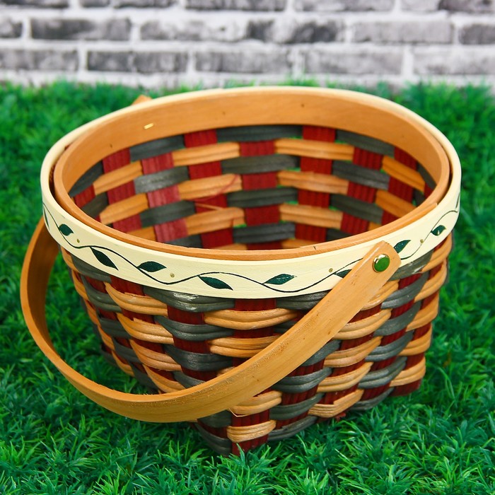 Корзина «Плетёнка», D=22, H=12/24 см, шпон