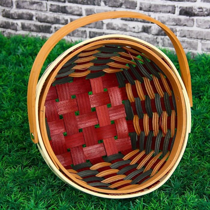 Корзина «Плетёнка», D=22, H=12/24 см, шпон