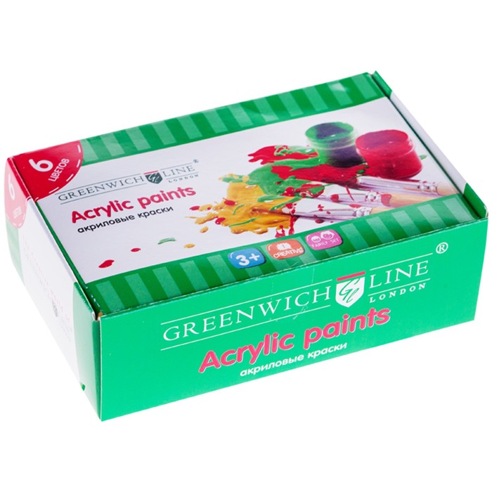 Краски акриловые Greenwich Line, 6 цветов, 20 мл