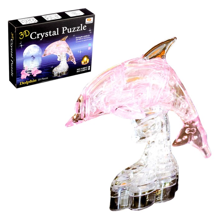 Пазл 3D кристаллический «Дельфин», 39 деталей, МИКС пазлы hobby day 3d пазл магический кристалл дельфин на подставке xl 95 деталей