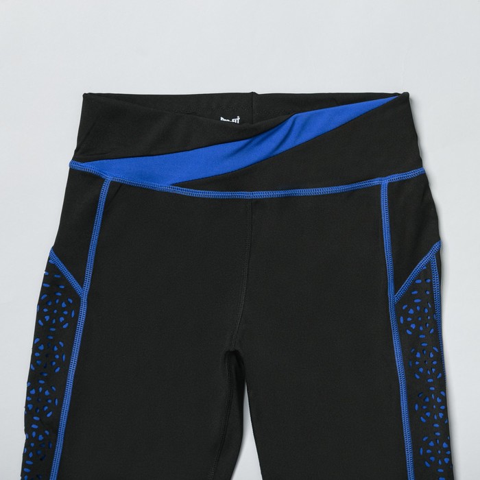 Легинсы женские спортивные 89210 цвет чёрный/синий, размер 40-44 (S/M)