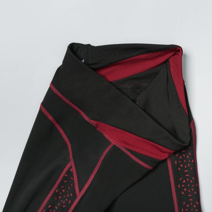 Легинсы женские спортивные 89210 цвет чёрный/бордовый, размер 44-48 (M/L)
