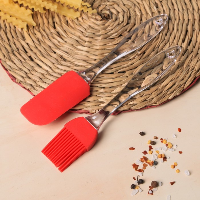 Кулинарная книга, силиконовая лопатка и кисточка "Вкусная еда - залог счастливой жизни!"