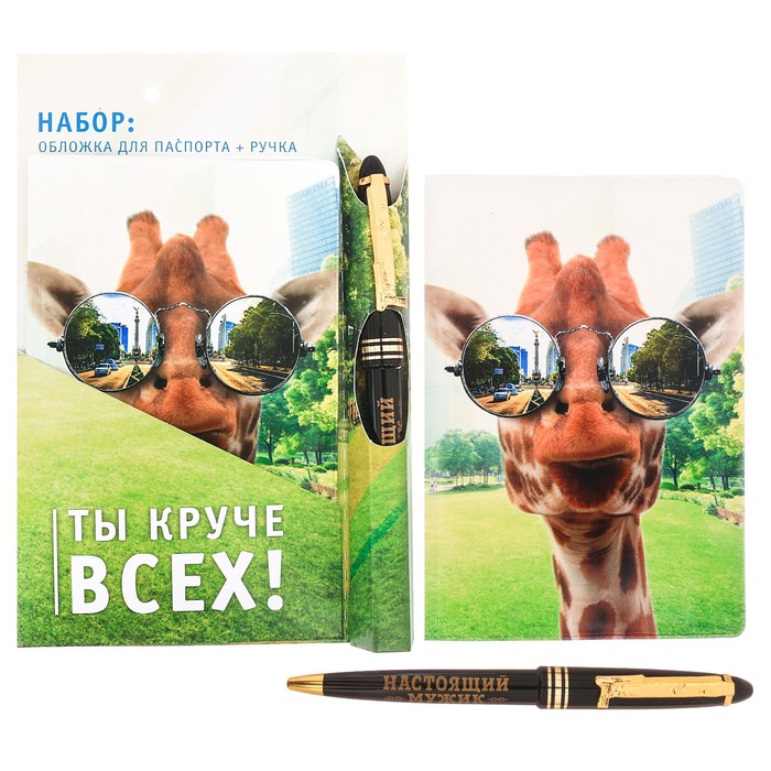 Подарочный набор "Ты круче всех": обложка для паспорта и ручка