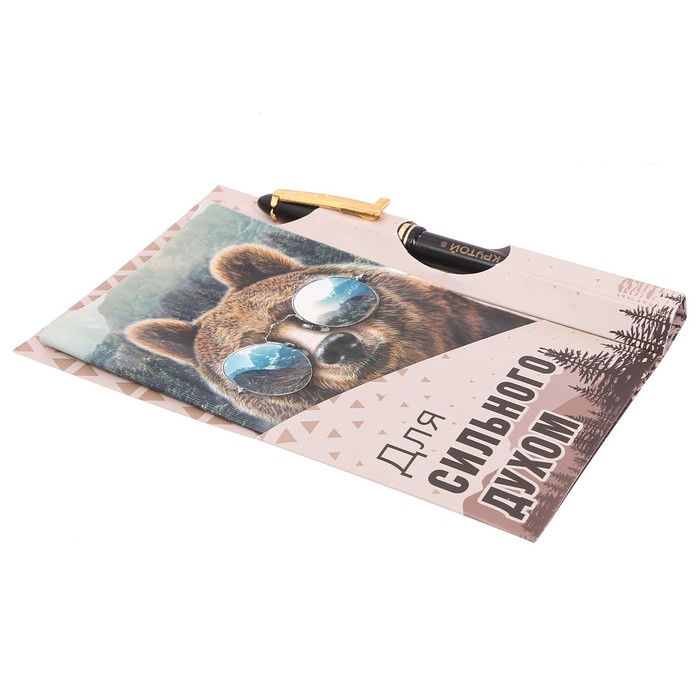 Подарочный набор "Для сильного духом": обложка для паспорта и ручка