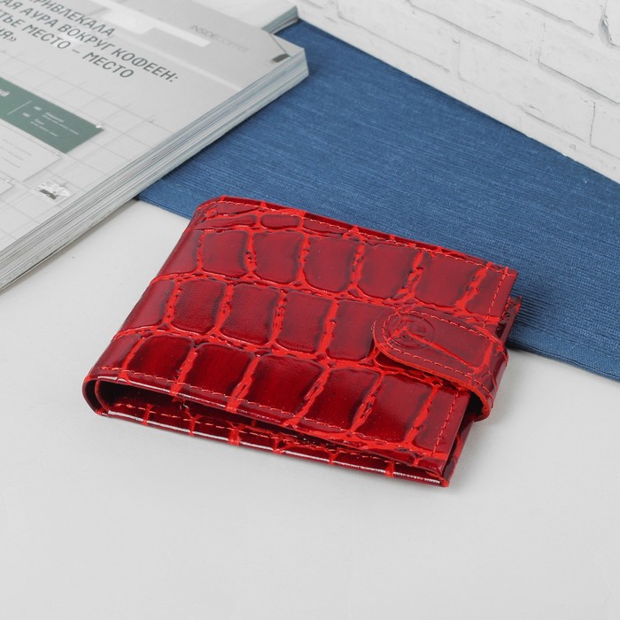 Кошелёк женский, отдел, для карт, для монет, скат красный