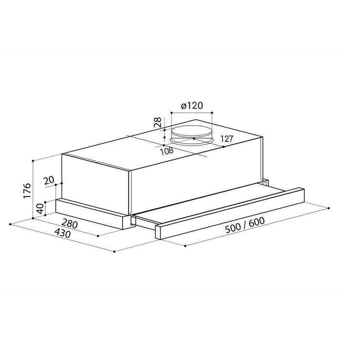 Вытяжка Lex Hubble 500 Ivory, 650 м³/ч, 2 скорости, бежевый