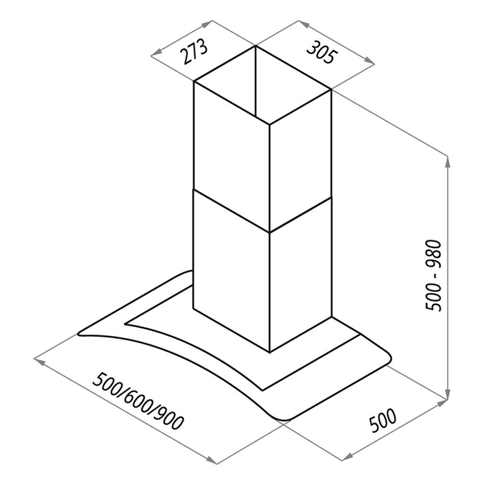 Вытяжка Maunfeld Ancona Plus 60, 700 м³/ч, 3 скорости, белый/темное стекло