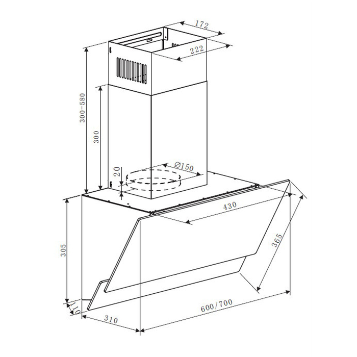 Вытяжка Maunfeld Plym Soft 60, 600 м³/ч, 3 скорости, 120 Вт, сенсор, белое стекло